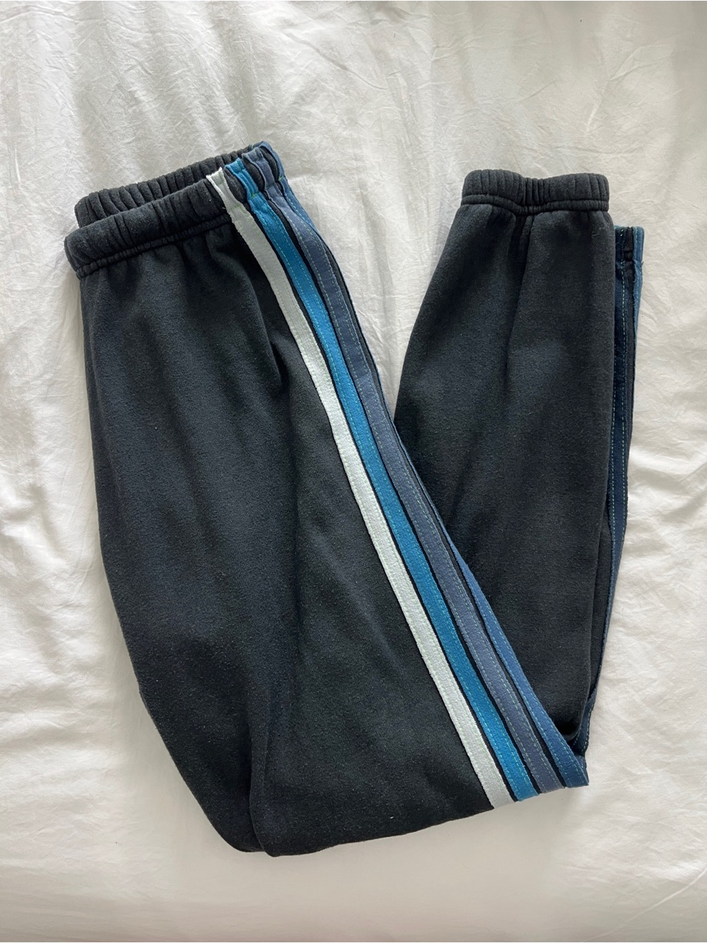 Aviator Nation Black Joggers with Blue Stripes
